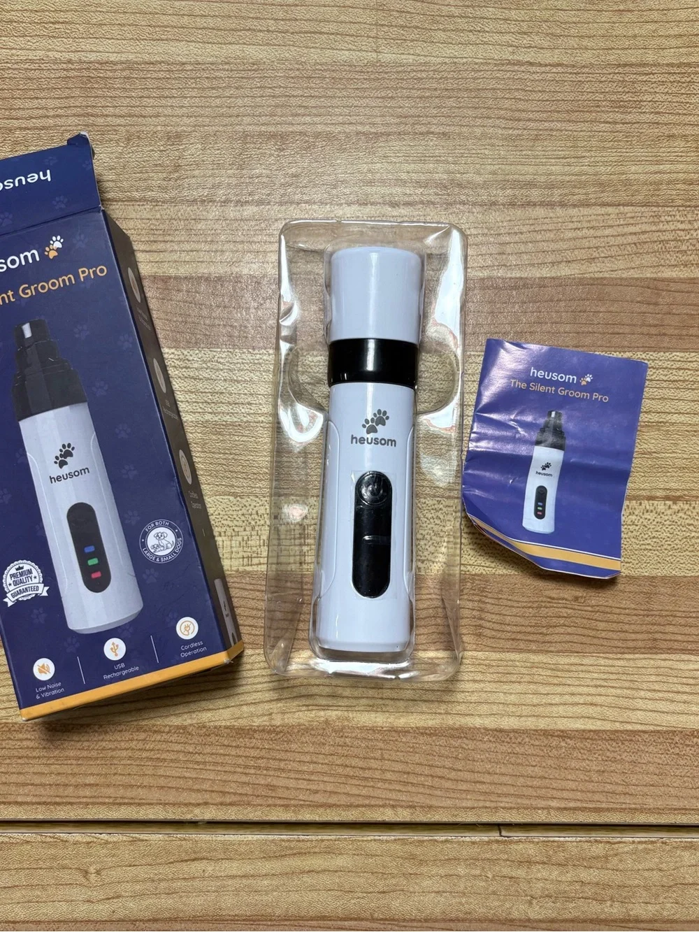 Heusom Cordless Silent Groom Pro Nail Trimmer for Dogs and Cats